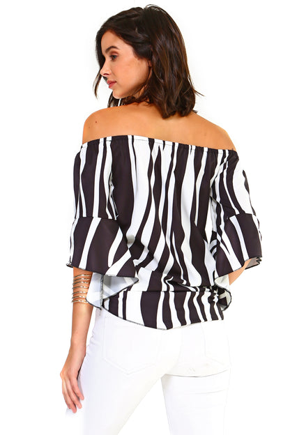 Strapless Striped Bandage Blouse