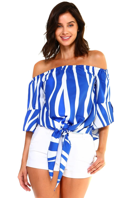 Strapless Striped Bandage Blouse