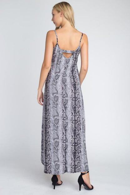 Snakeskin Print Maxi Tank Dress