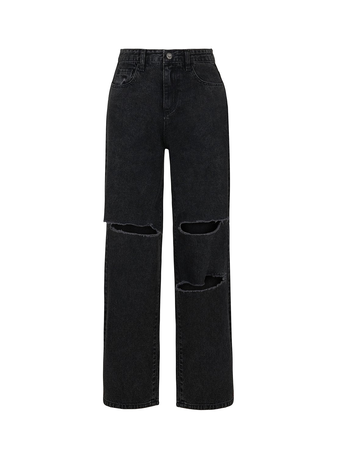 Wide Leg Jeans with Rip Detailing