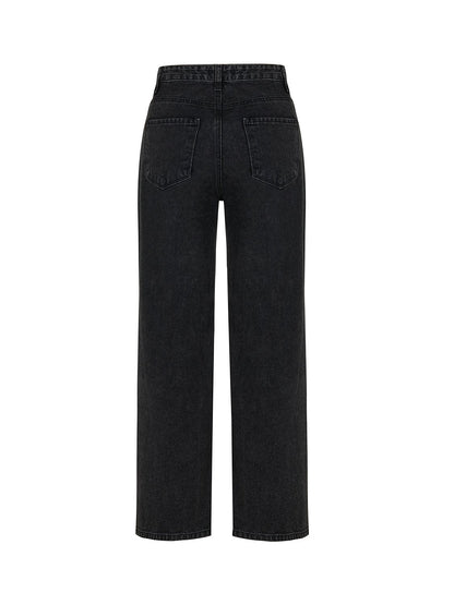 Wide Leg Jeans with Rip Detailing