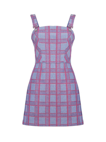 Plaid Overall Dress