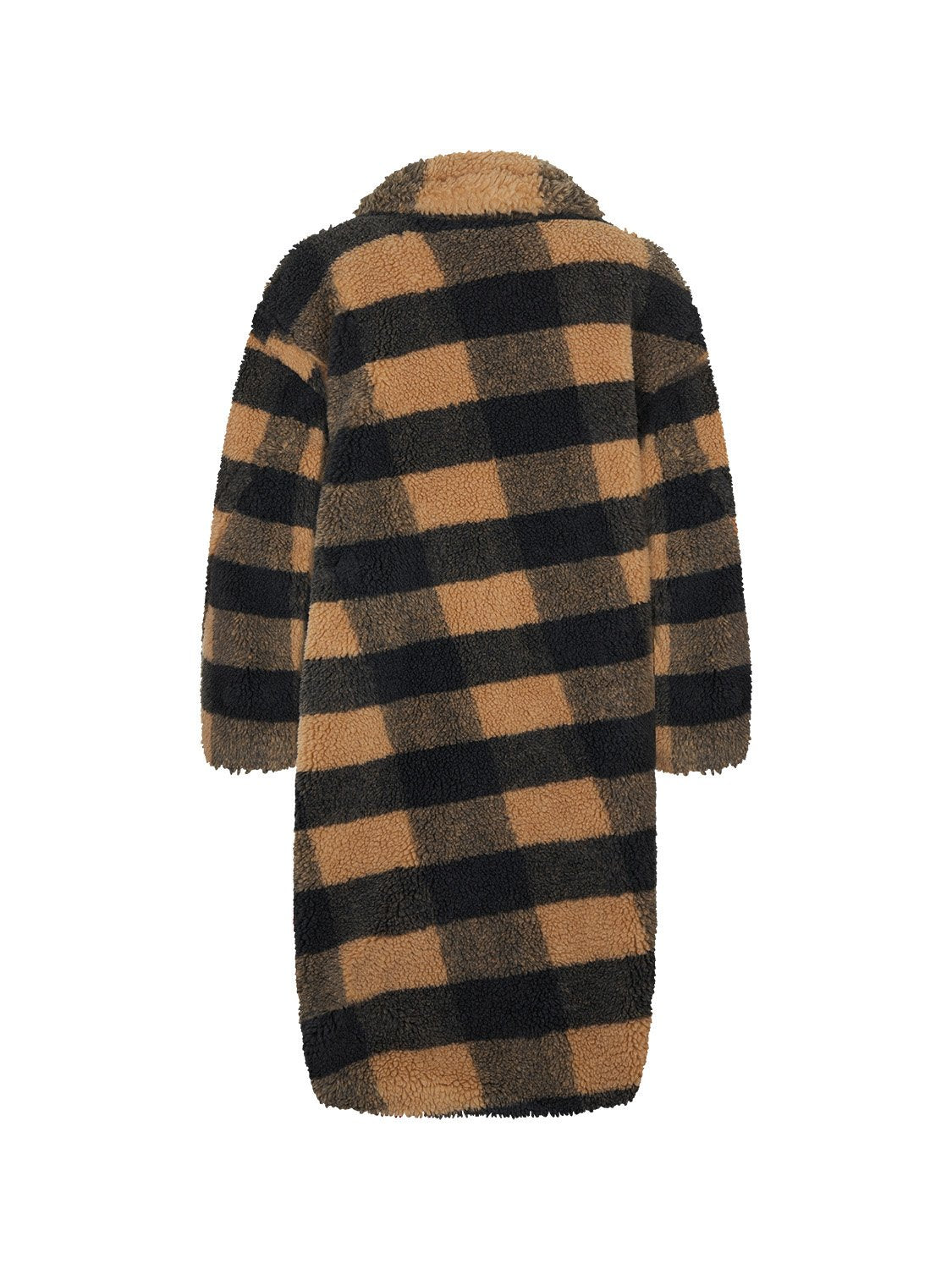 Double Breasted Plaid Faux Fur Coat