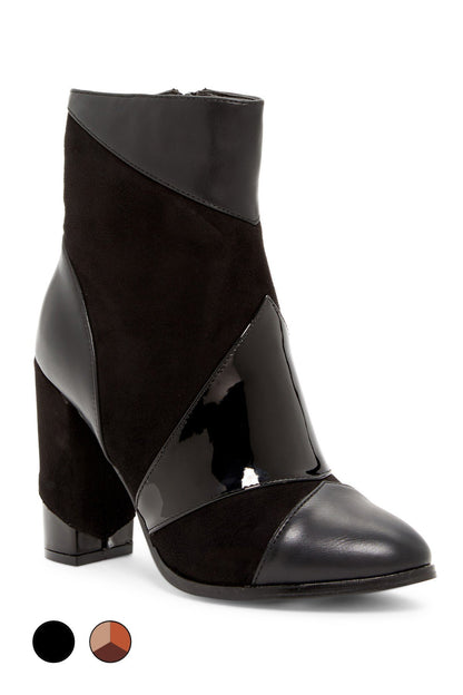 Vegan Leather and Suede 4-Inch Heel Boots