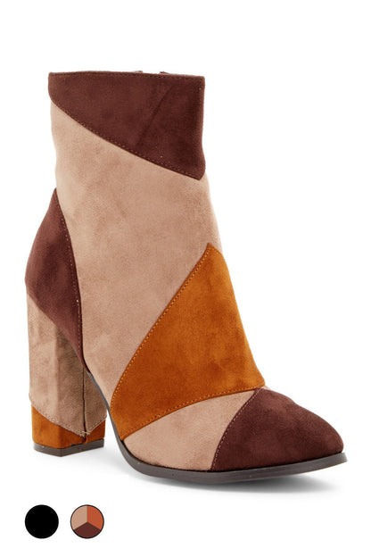 Vegan Leather and Suede 4-Inch Heel Boots