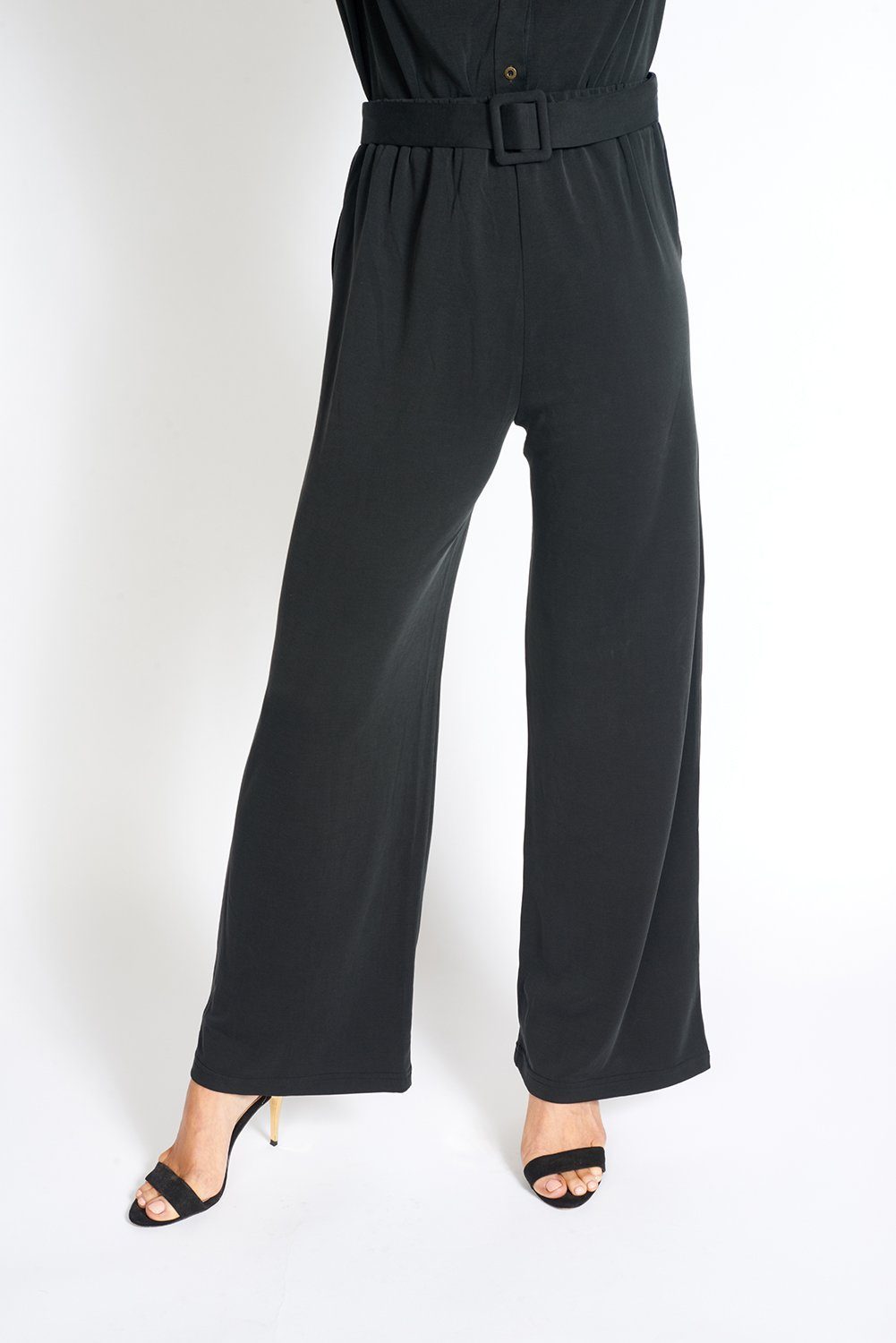 Office Day Easy Black Wide Leg Pants