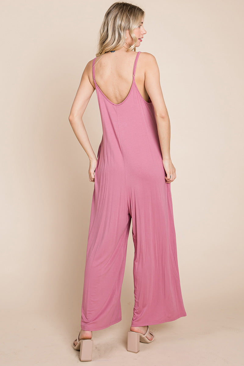 Sleeveless Wide Leg Pocketed Jumpsuit