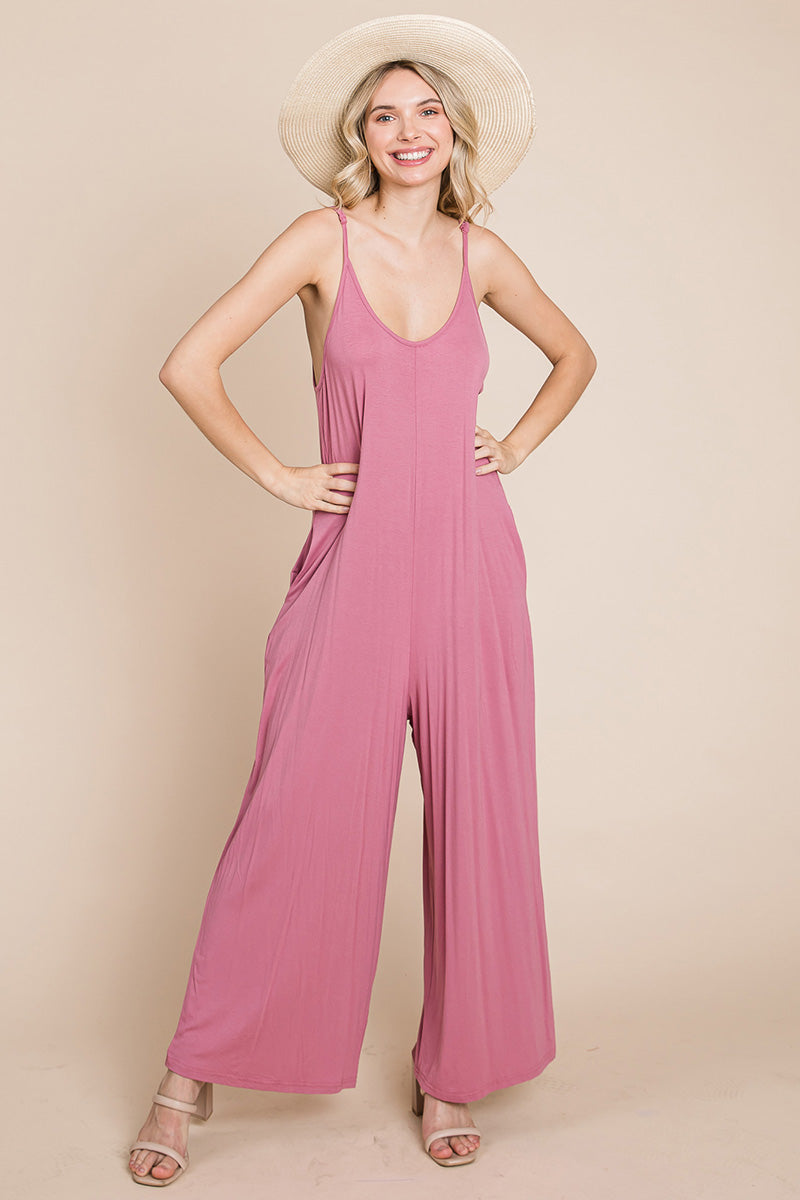 Sleeveless Wide Leg Pocketed Jumpsuit