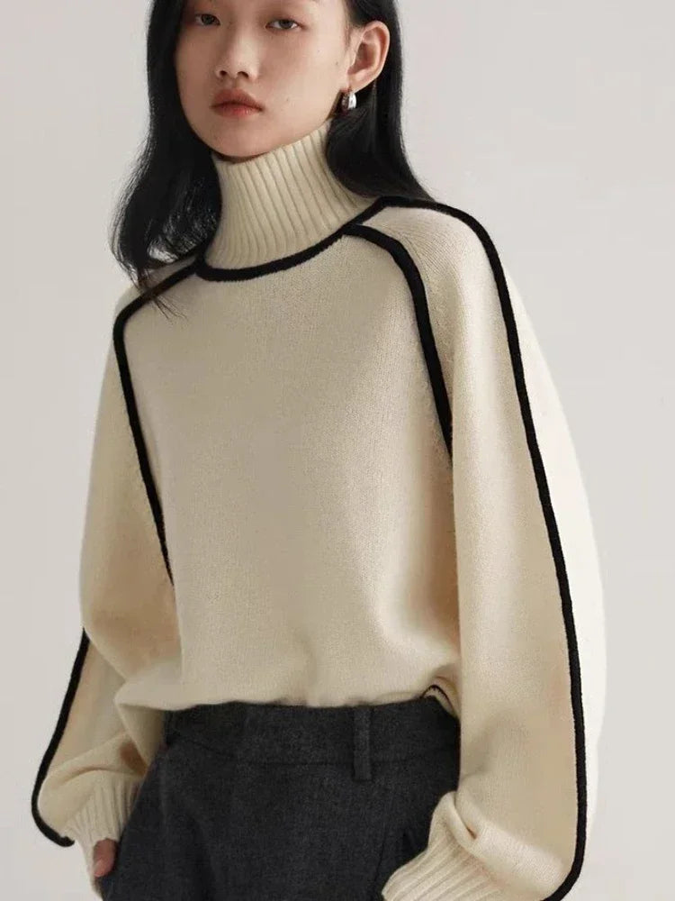 Modern Knit Sweater with Contrast Trim