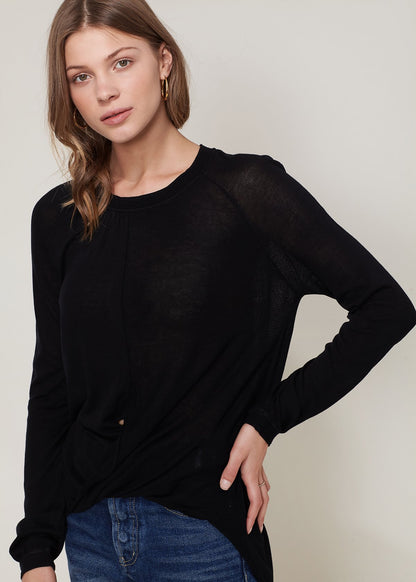 Wrap Hem Sweater In Black