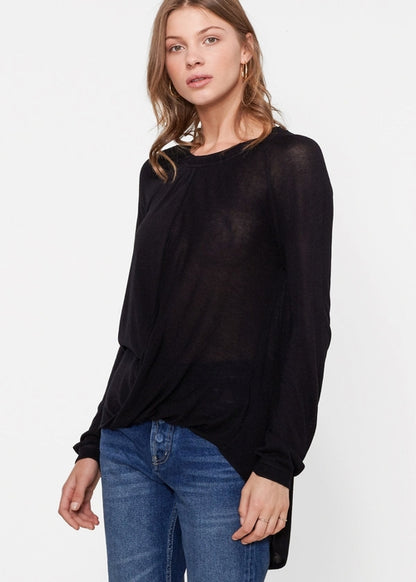 Wrap Hem Sweater In Black