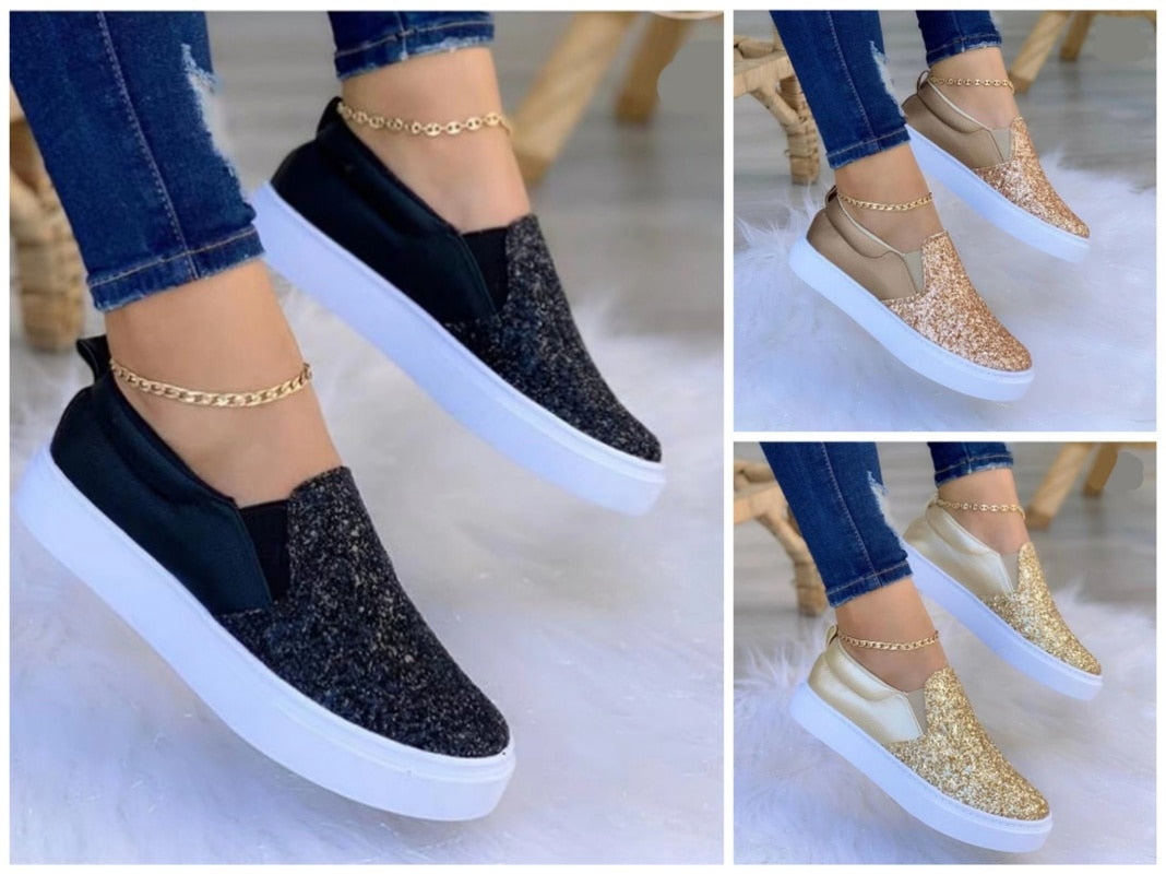 Moccasins Glitter Flat Female Loafers Shoes