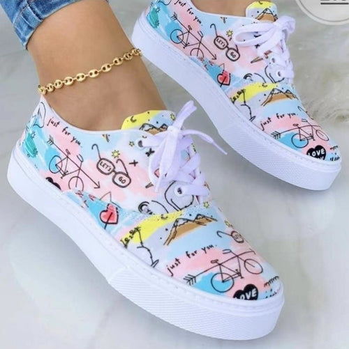 Fashion Graffiti Women Sneakers Trainers Shoes