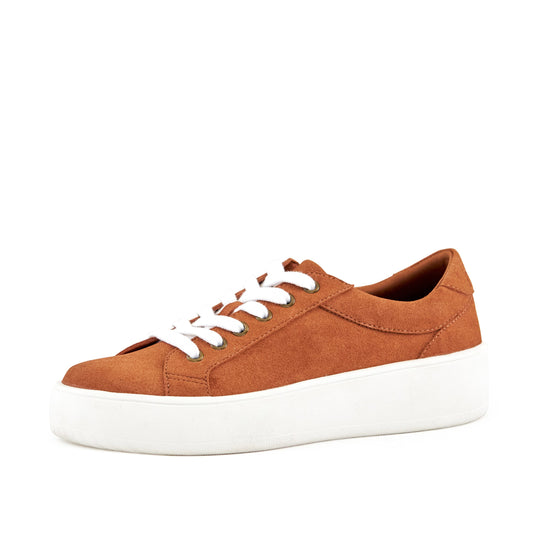 Women's Venice Micro Suede Lace Up Sneaker Camel