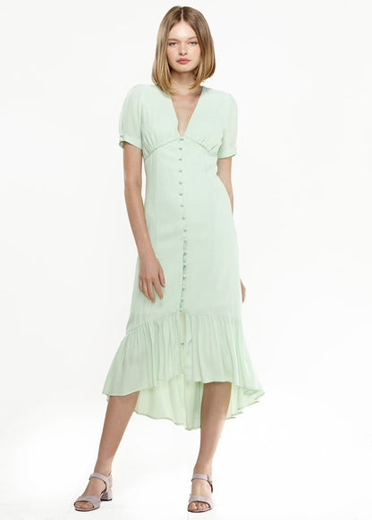 V-Neck Mermaid Button Down Maxi Dress