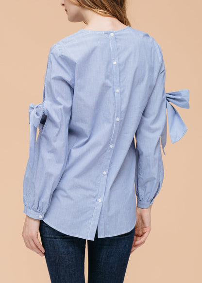 Tie Sleeve Poplin Blouse