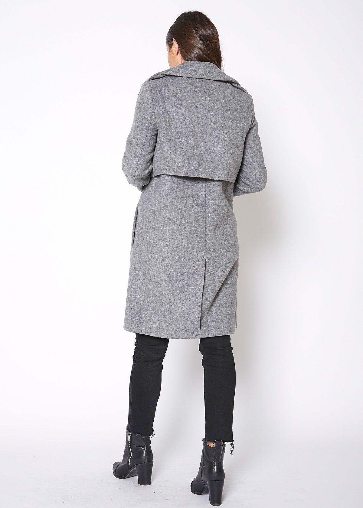 Wool Blended Overlay Notch Collar Coat