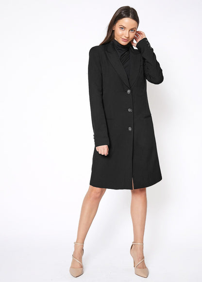 Notch Lapel Longline Button Front Jacket