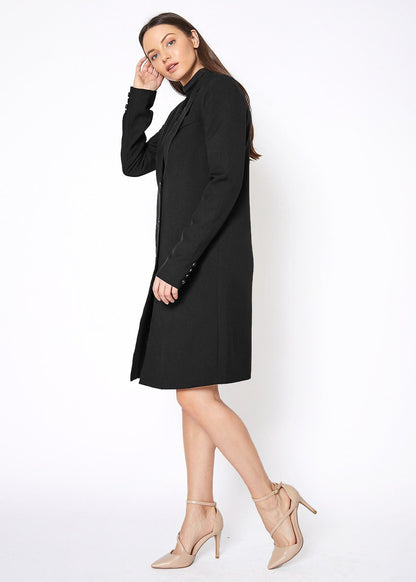 Notch Lapel Longline Button Front Jacket