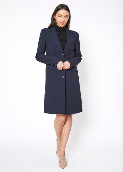 Notch Lapel Longline Button Front Jacket