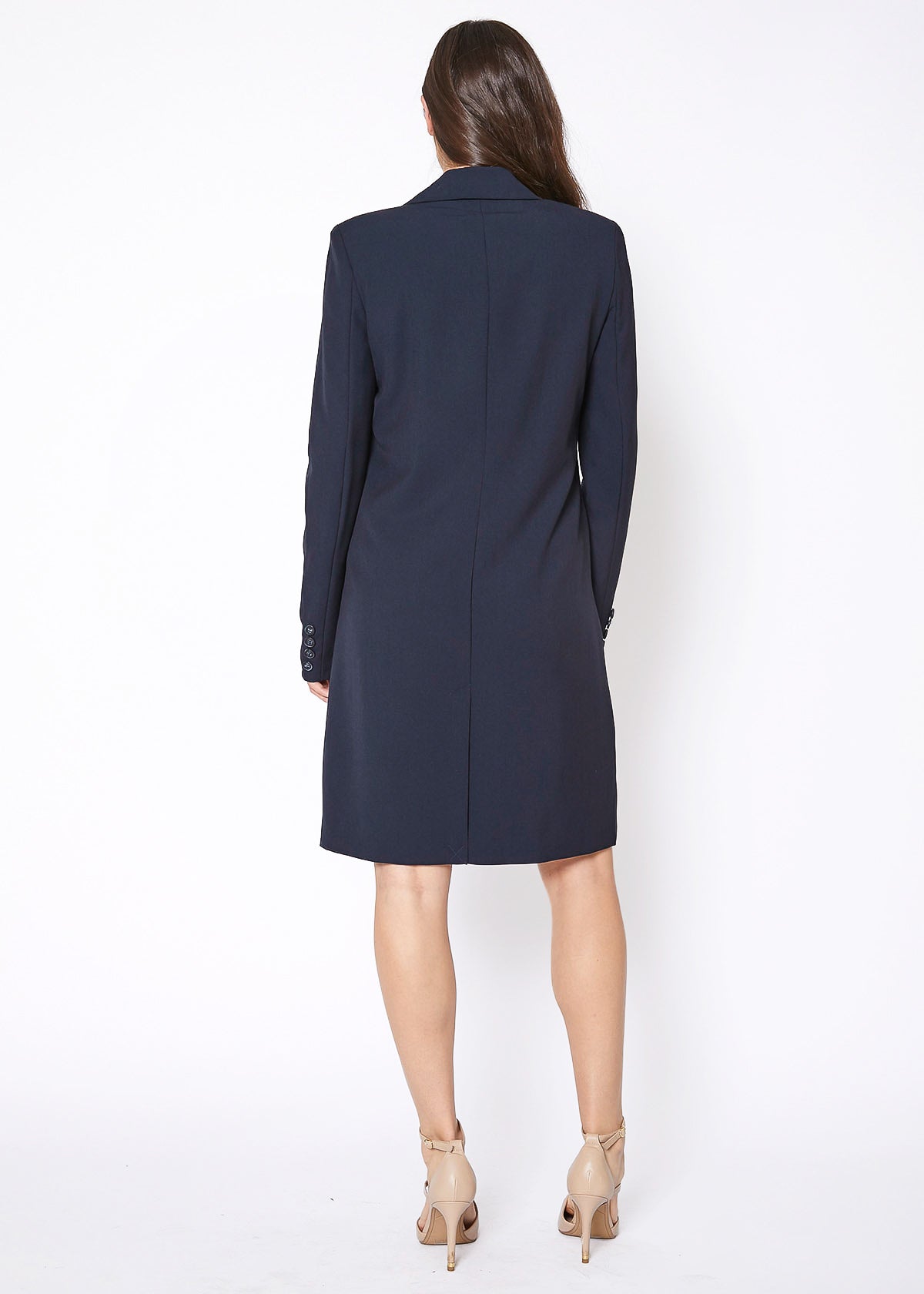 Notch Lapel Longline Button Front Jacket