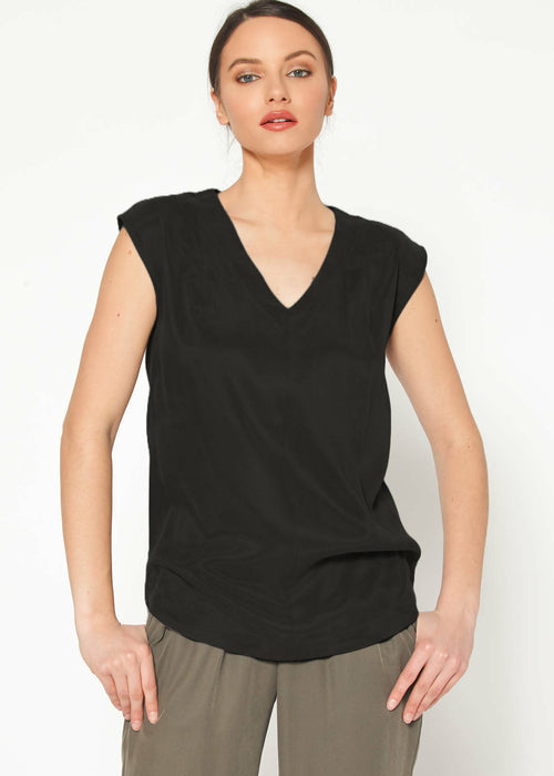 Sleeveless V-Neck Shell Top