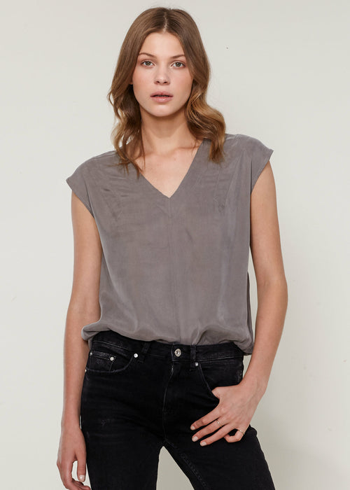 Sleeveless V-Neck Shell Top