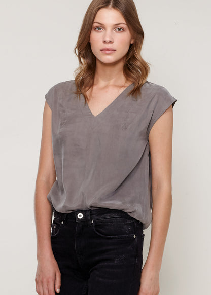 Sleeveless V-Neck Shell Top