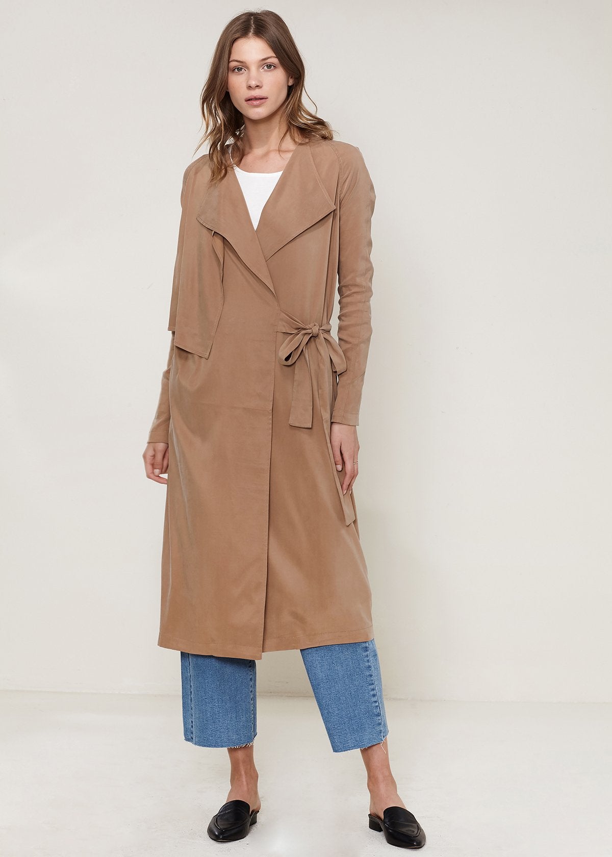 Wrap Trench Coat In Sand