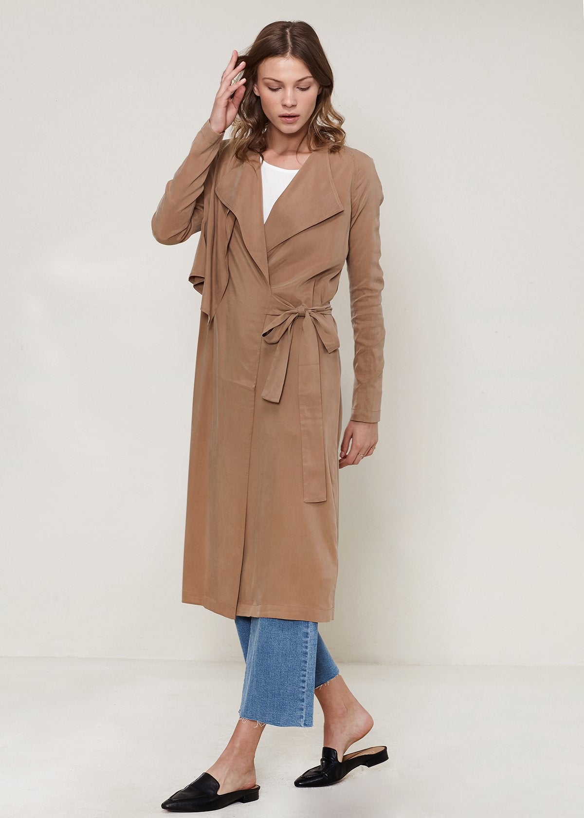 Wrap Trench Coat In Sand