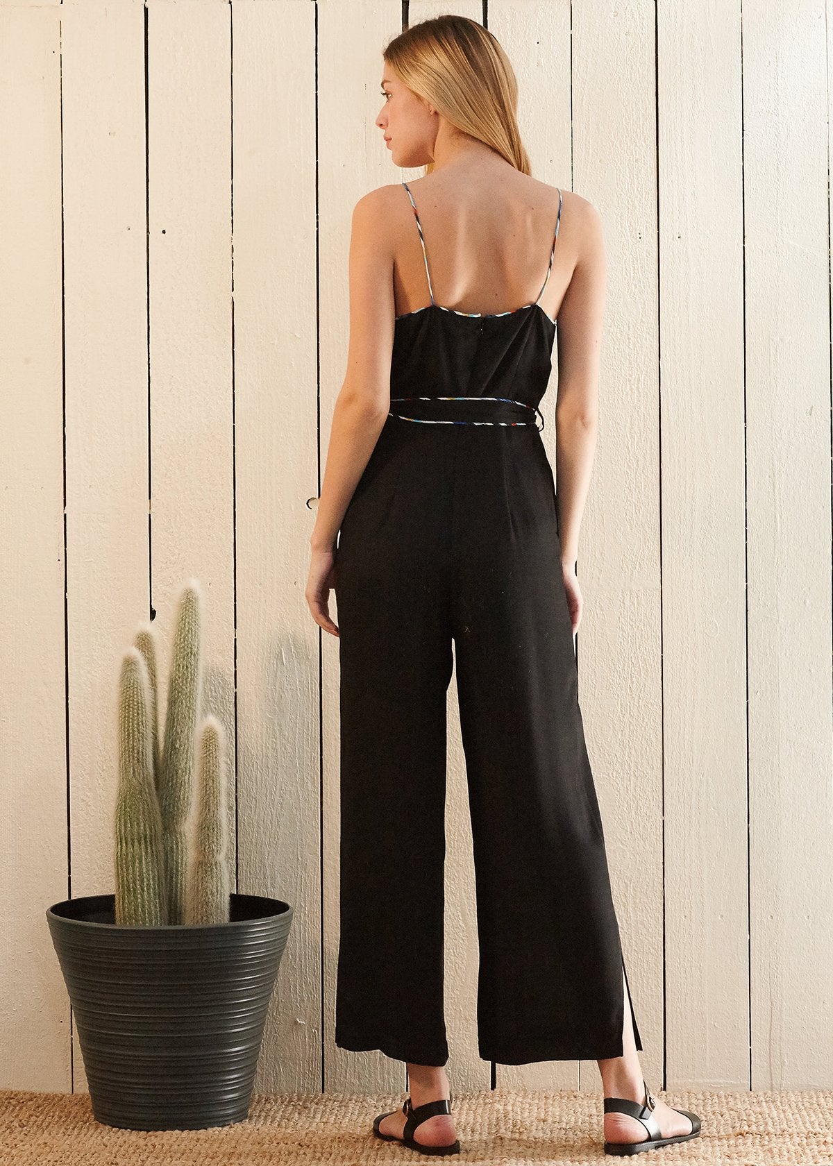 Multi-color Binding Jumpsuit in Black