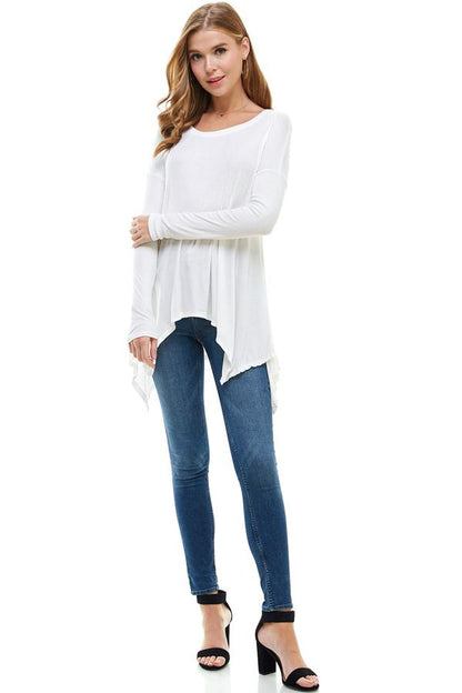 Long-Sleeve Asymmetrical Hem Top