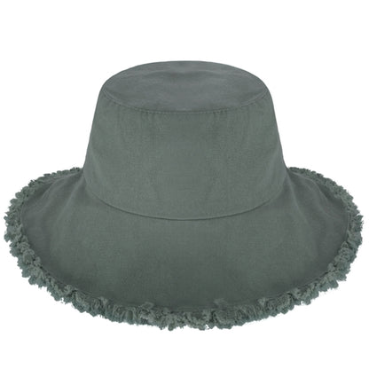 Wide Brim Frayed Bucket Hat