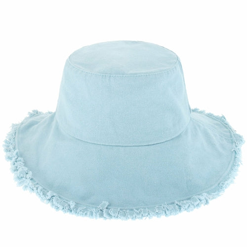 Wide Brim Frayed Bucket Hat