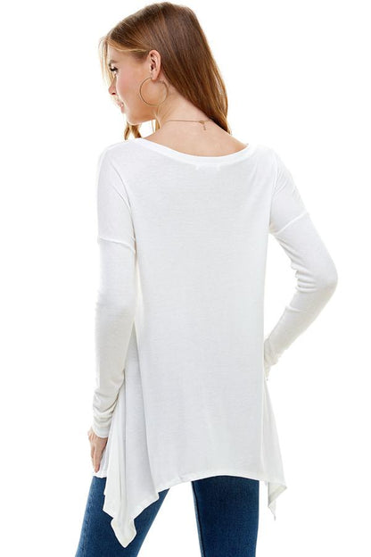 Long-Sleeve Asymmetrical Hem Top