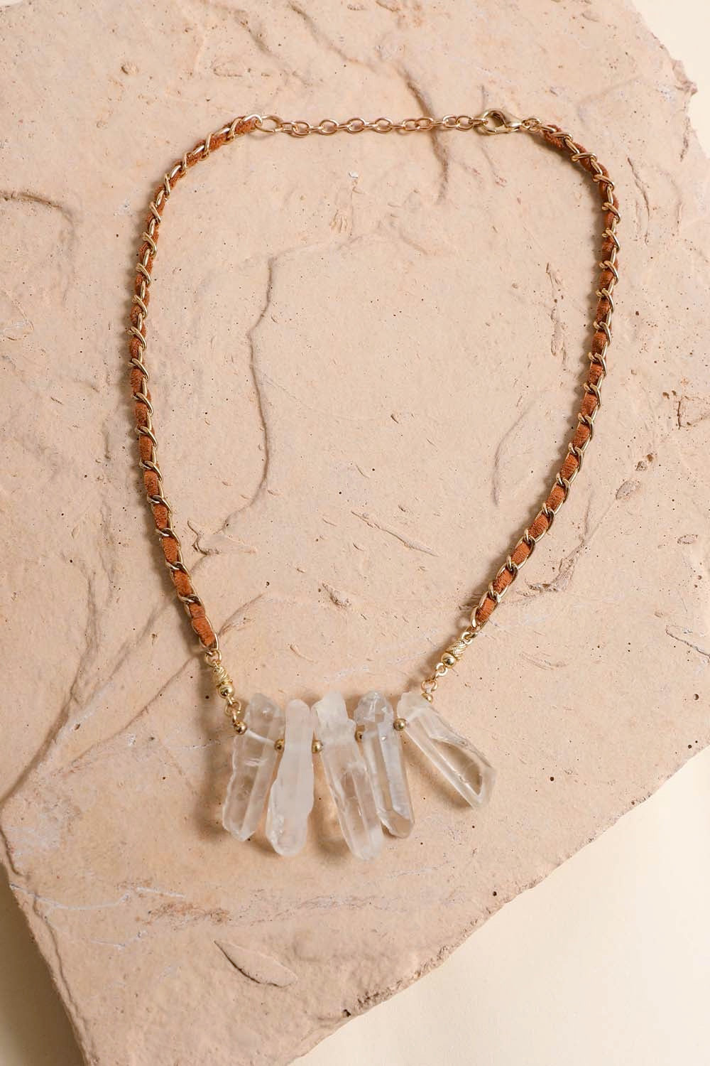 Crystal Drop Suede Necklace