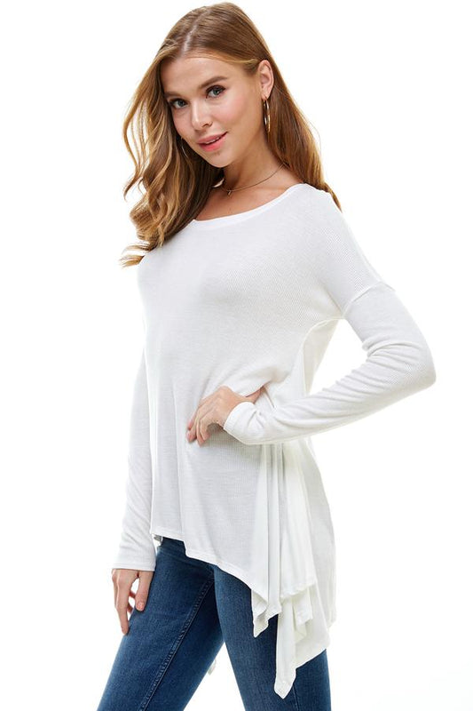 Long-Sleeve Asymmetrical Hem Top