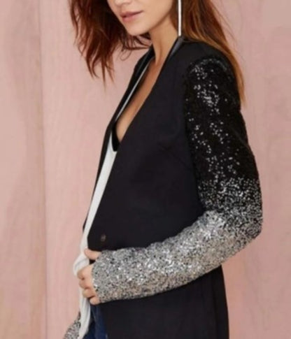 Blazer with Sequins Sleeve