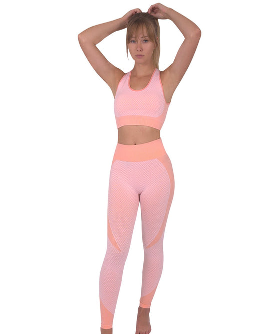 Trois Seamless Leggings & Sports Top 2 Set - Pink