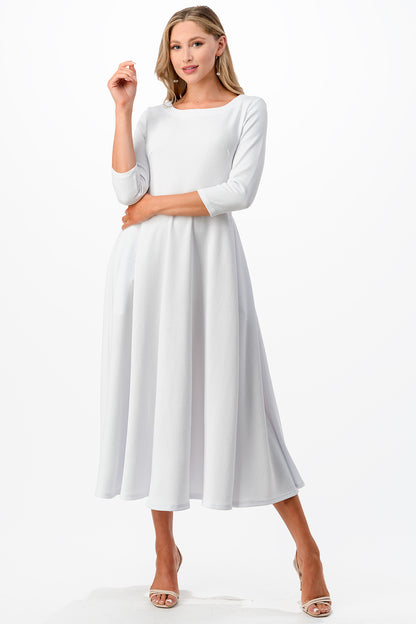 A-Line Dress with 3/4 Sleeves and Pockets