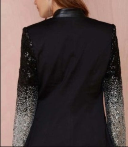 Blazer with Sequins Sleeve