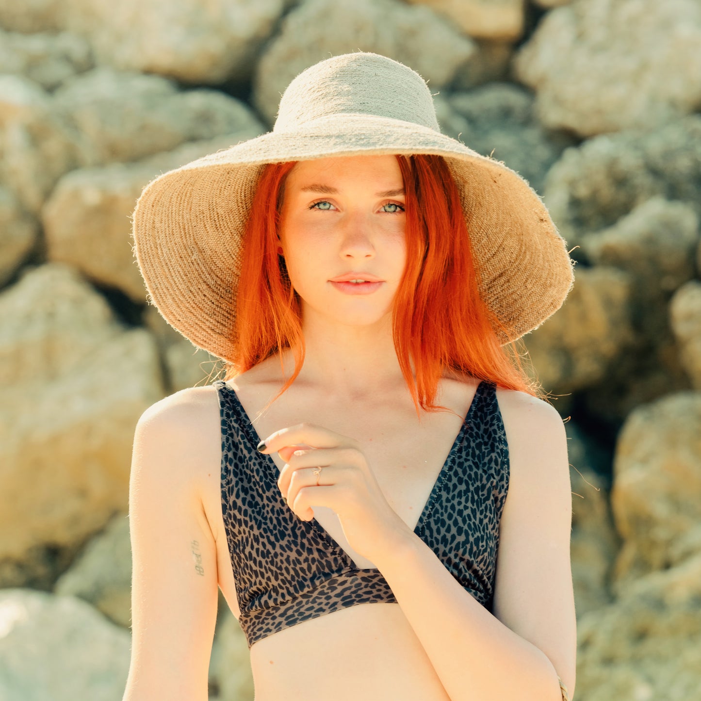 RIRI Jute Handwoven Straw Hat In Natural Beige