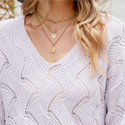 V-Neck Open Knit Sweater