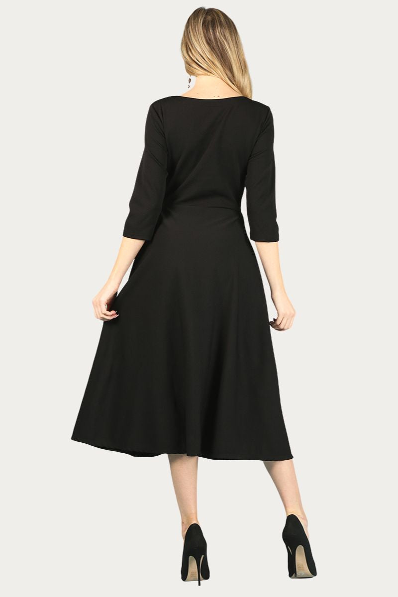 A-Line Dress with 3/4 Sleeves and Pockets