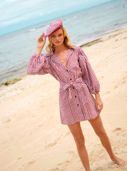 MEGHAN Mini Dress, in Gingham Red