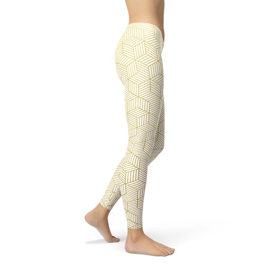 White Geometric Leggings