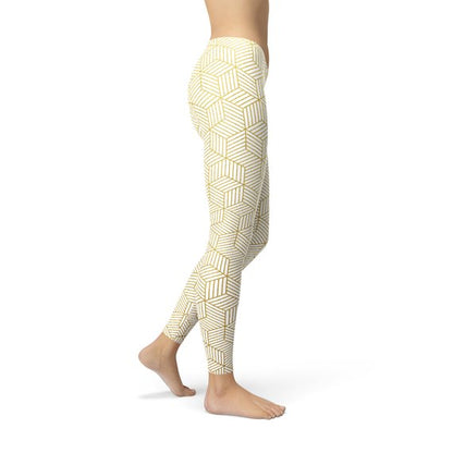 White Geometric Leggings