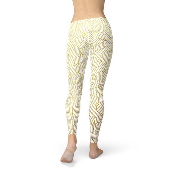 White Geometric Leggings