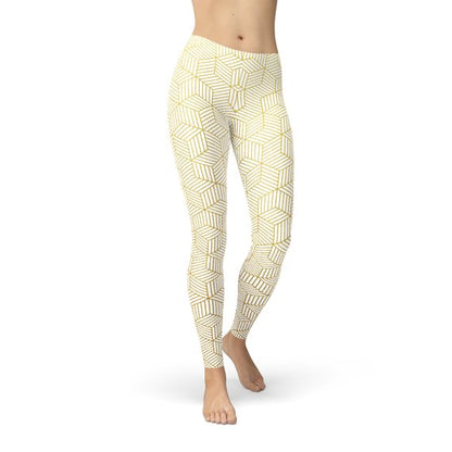 White Geometric Leggings