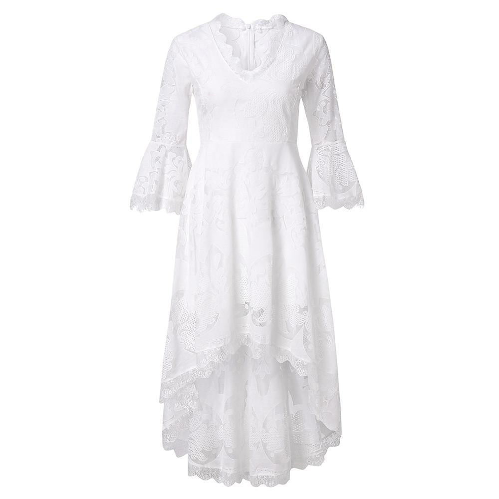 Lace white dress Summer Beach Dress Flare Fancy Dress